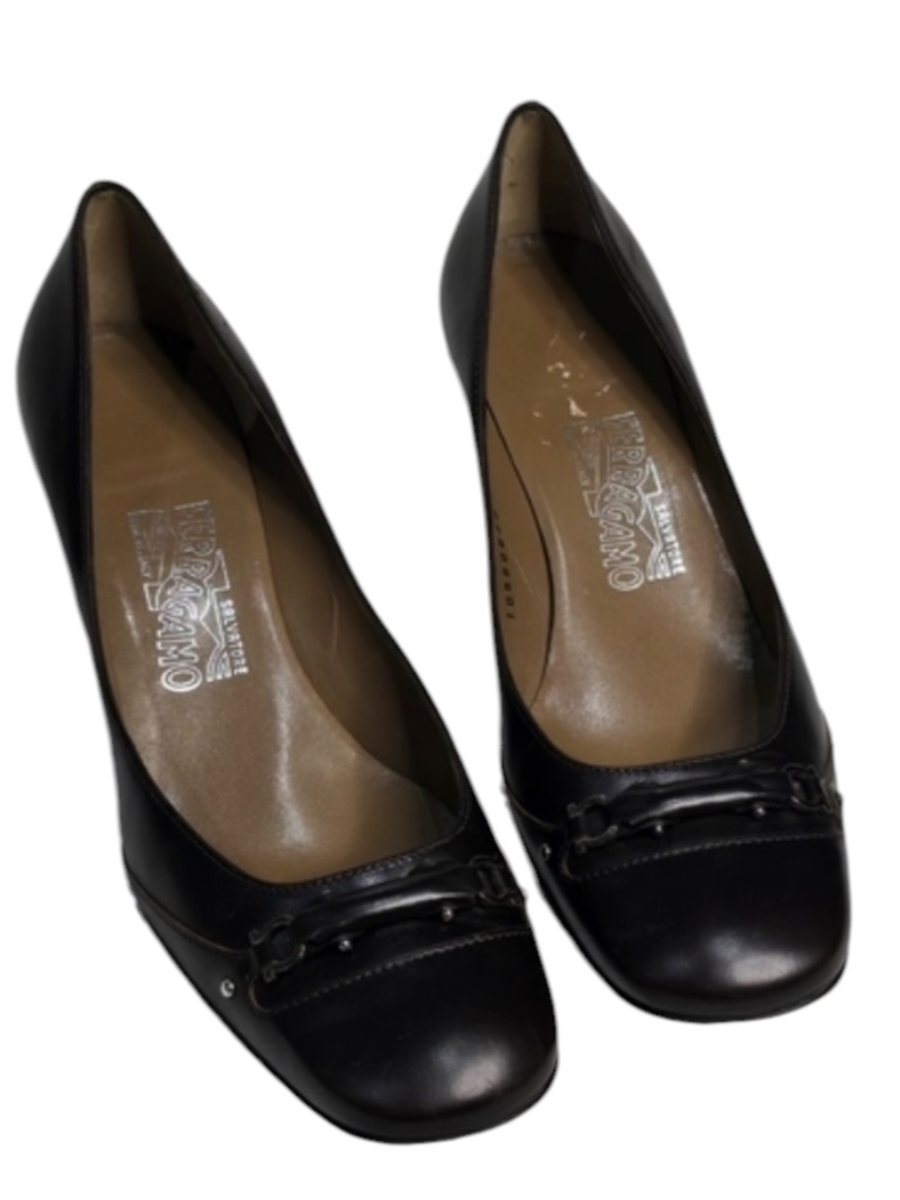 Salvatore Ferragamo Vintage Brown Leather Pumps Size 10 B